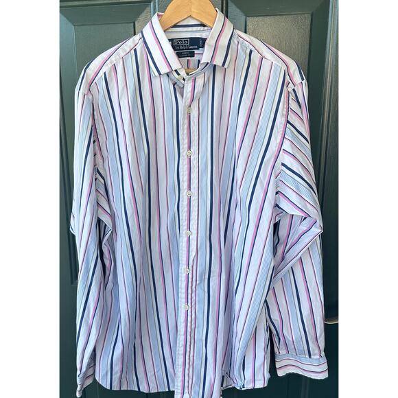 Polo Ralph Lauren Regent Fit Striped Shirt XL 17.5 Cotton Classic Preppy Office - Picture 3 of 8